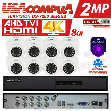 HIKVISION CCTV Security Camera System Kit 8CH Turbo HD DOME 1080P (CUSTOM)
