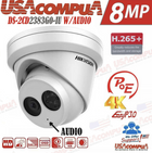 Hikvision 8MP POE DS-2CD2383G0-IU 4K Outdoor Turret IP Camera Build-in Mic 2.8MM