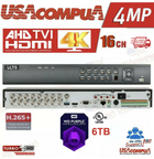 LTS 16CH DVR 1080p LTD8316K-ET 6TB H.265+ 16 Ch HD-TVI Hybrid 3 Year Warranty