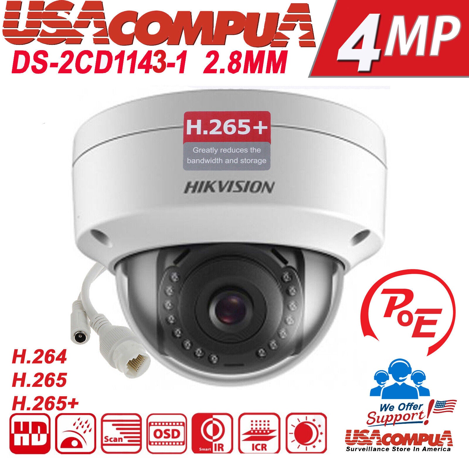 Hikvision 4K CCTV Kit Security Camera System 8 Ch POE Dome 4MP