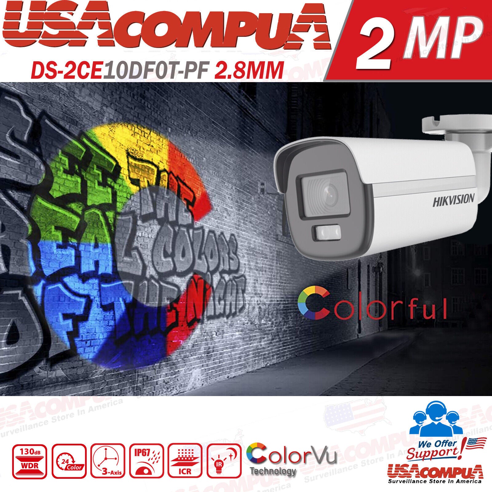 HIKVISION 4k 32CH SECURITY CAMERA SYSTEM BULLET COLORVU 2MP 4TB HARD DISK