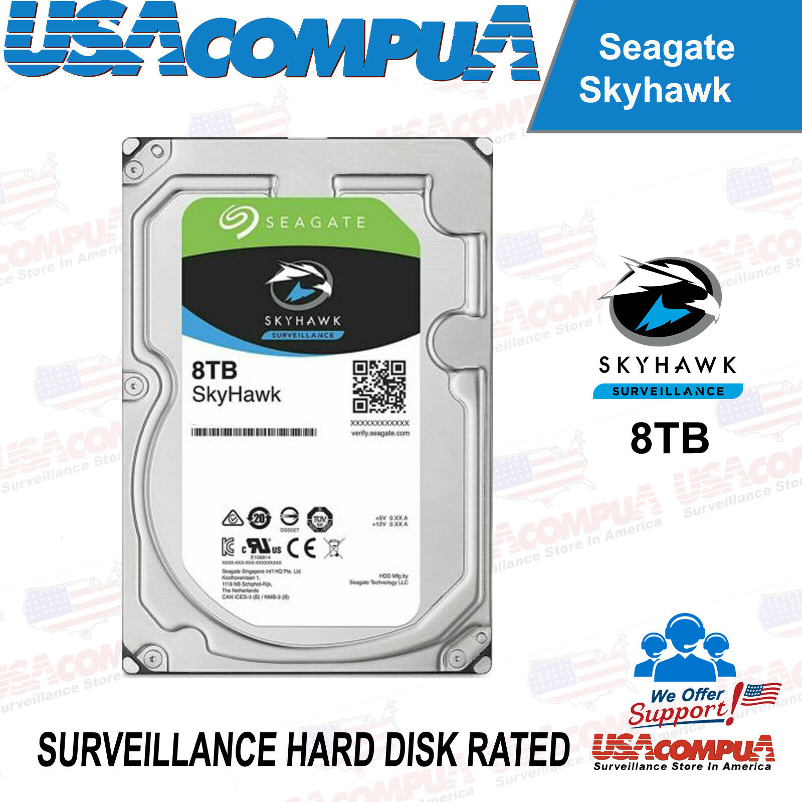 Seagate Skyhawk AI SATA III 6.0GB/S 3.5" HDD 256MB NEW 2024