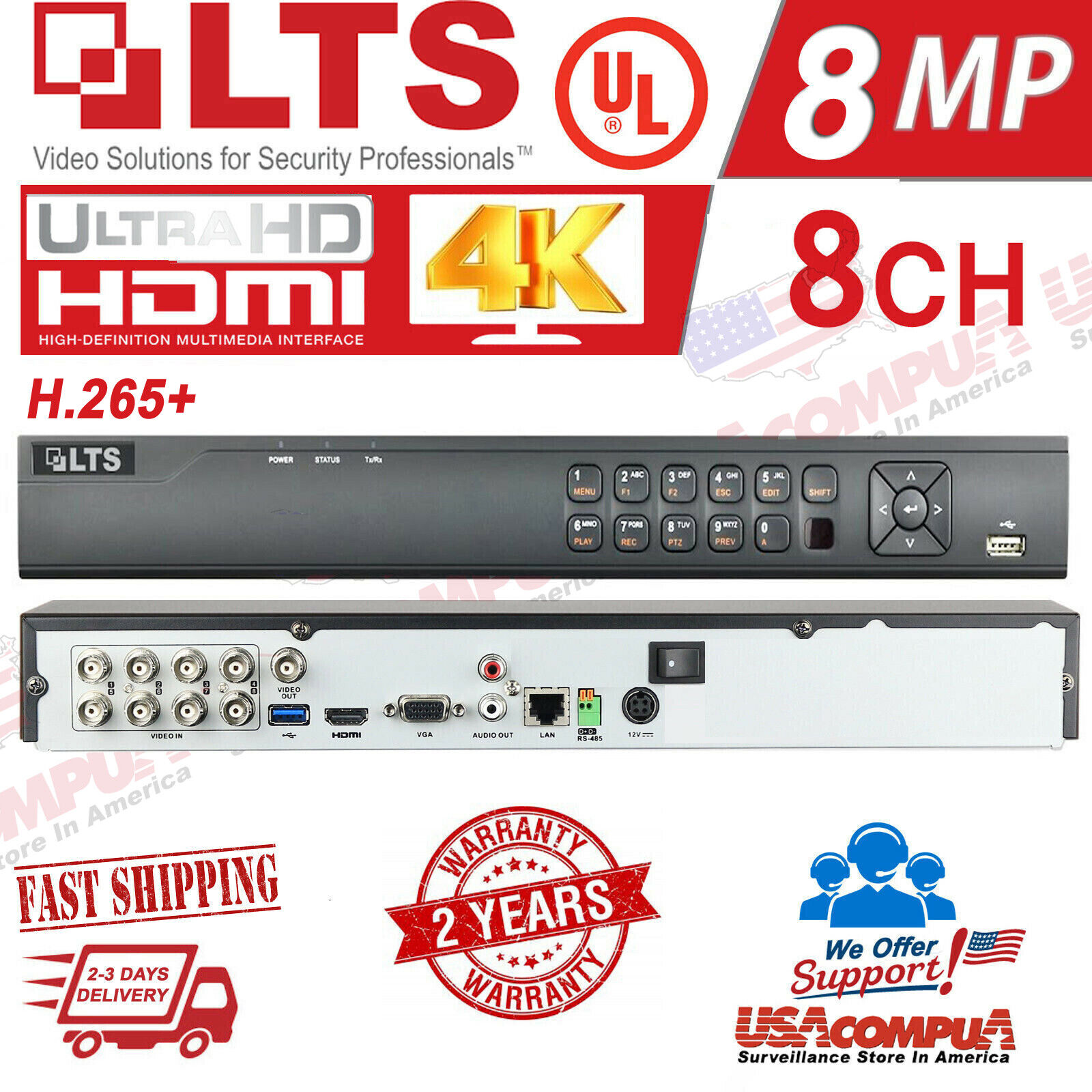 LTS 8CH DVR LTD8508M-ST (NO HARD DISK) Platinum Pro 5MP+2IP 6MP HD-TVI AHD CVI