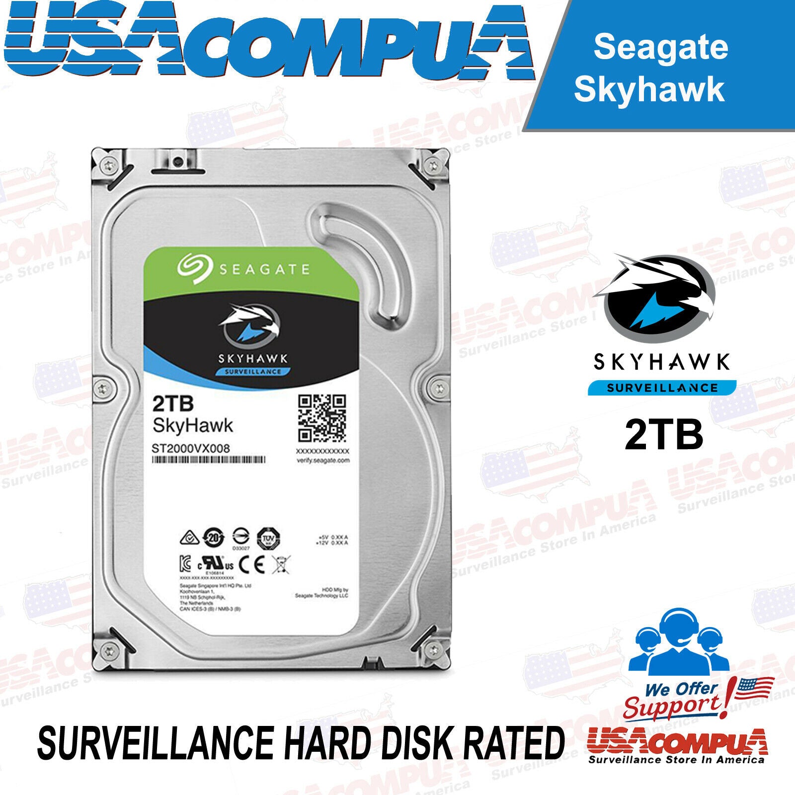 1TB Seagate Skyhawk AI SATA III 6.0GB/S 3.5" HDD 256MB NEW 2024