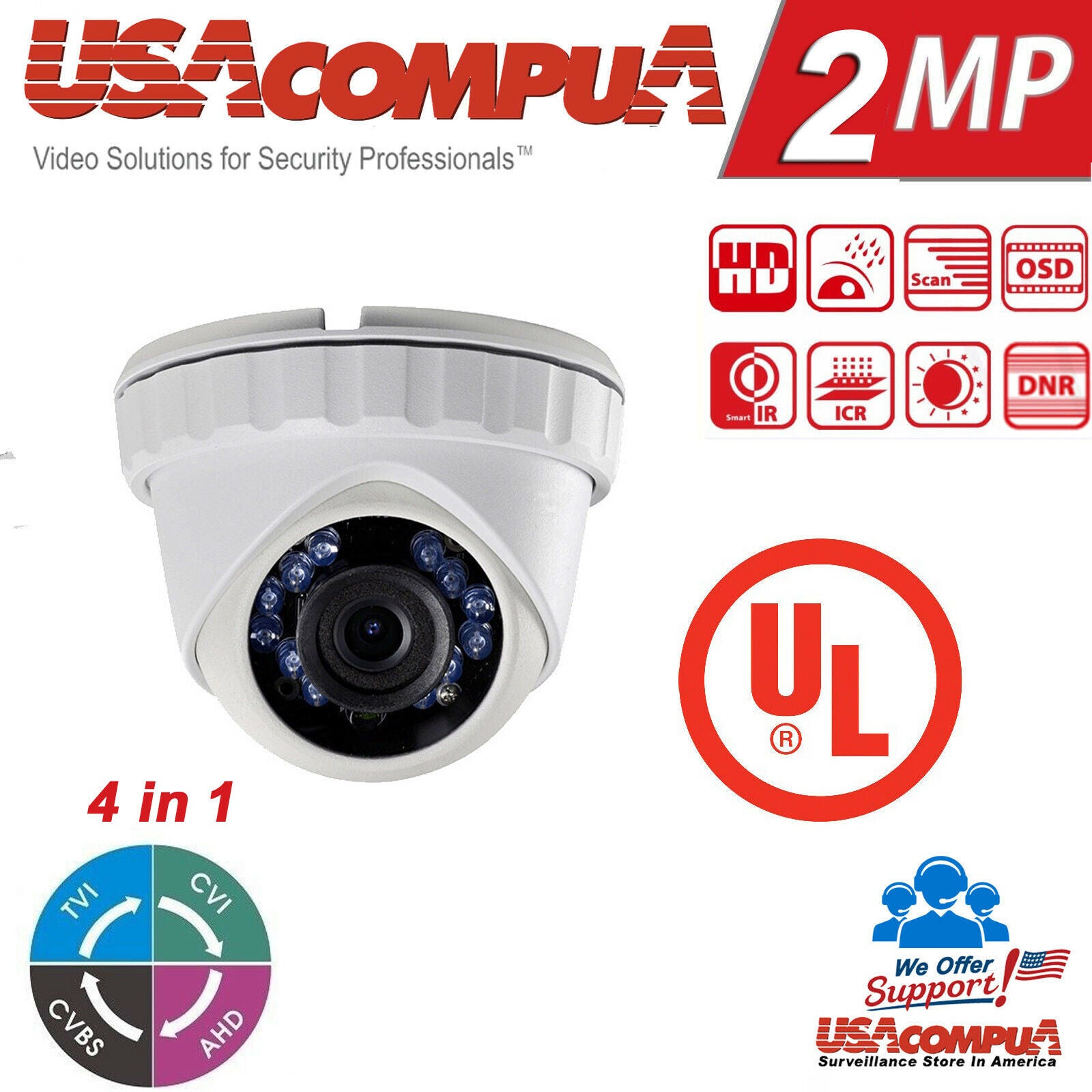 LTS 8ch Security Cameras System Kit 2MP H.265+ HD-TVI HD/ HDD Included / IP67 UL