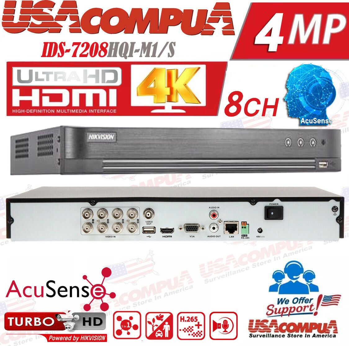 HIKVISION Security Camera System CCTV Kit 2MP 8CH Turbo HD DOME 1080P W/HDD