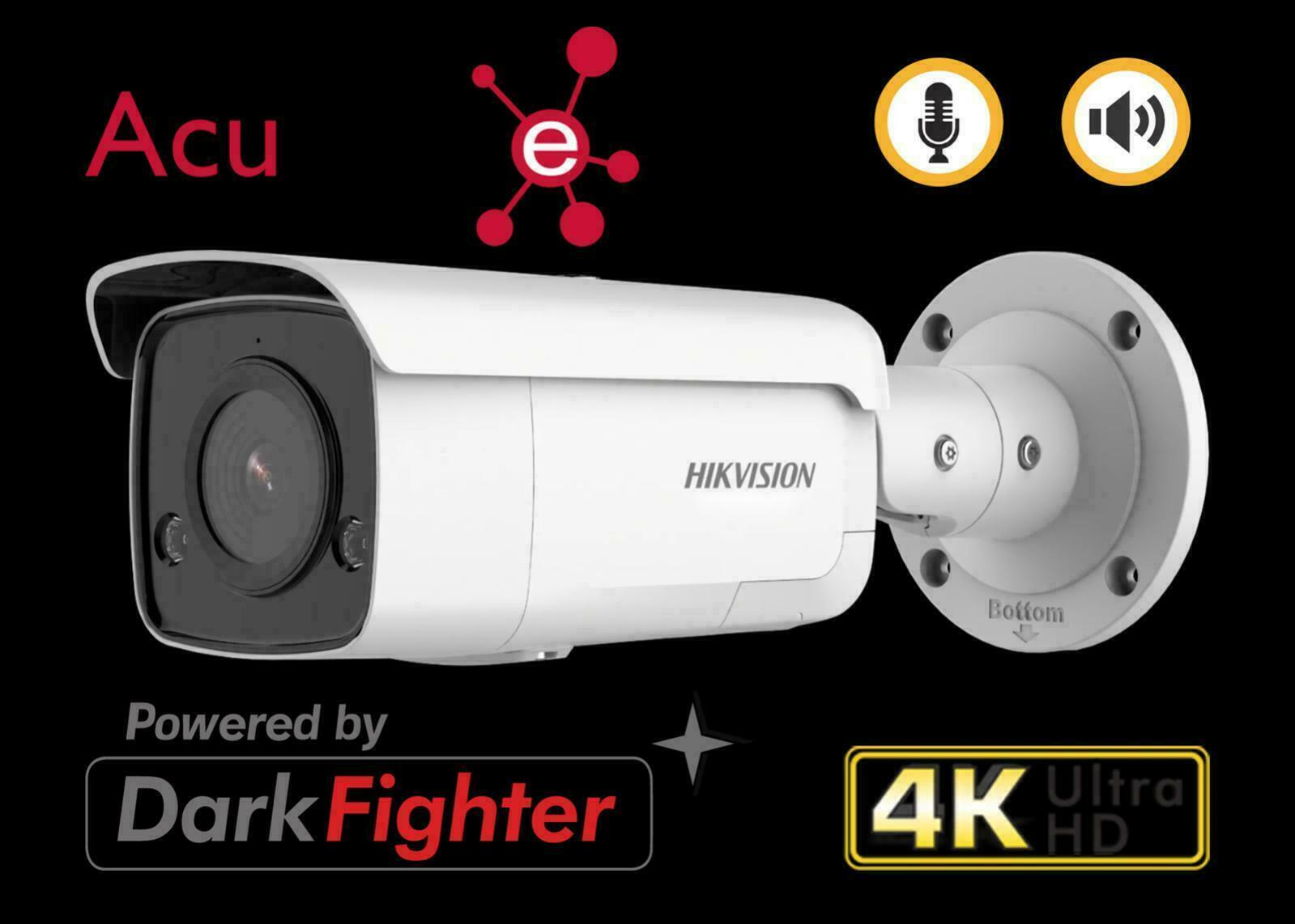 Hikvision 4K 8MP AcuSense+DarkFighter DS-2CD2T86G2-LU IP Camera Mic+Speaker