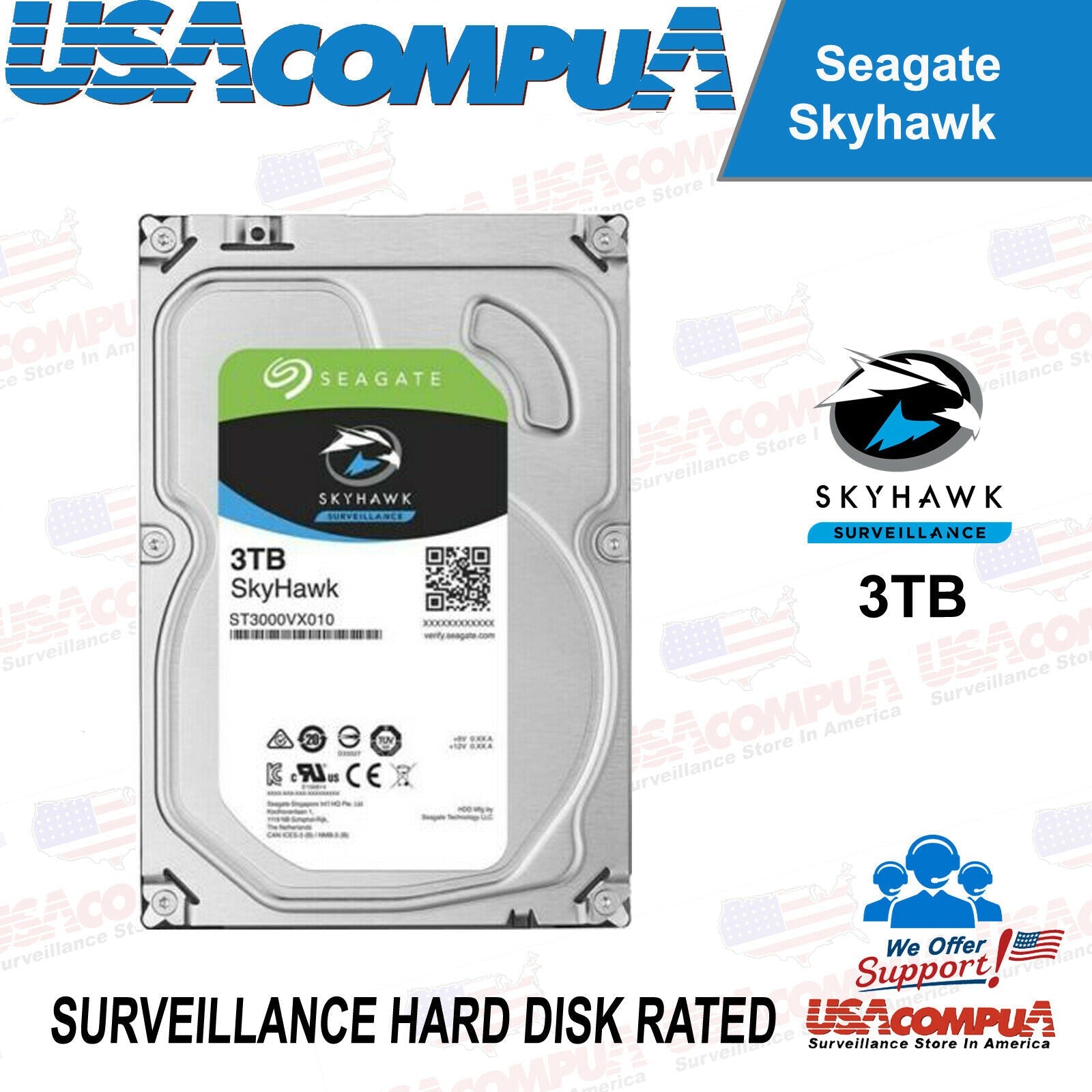 Seagate Skyhawk AI SATA III 6.0GB/S 3.5" HDD 256MB NEW 2024