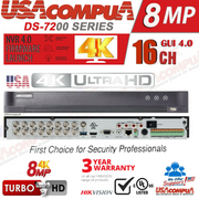 DS-7216HUHI-K2 (UL) HIKVISION 4K 8 MP USA VERSION 16CH H.265+HD-TVI+16CH-IP