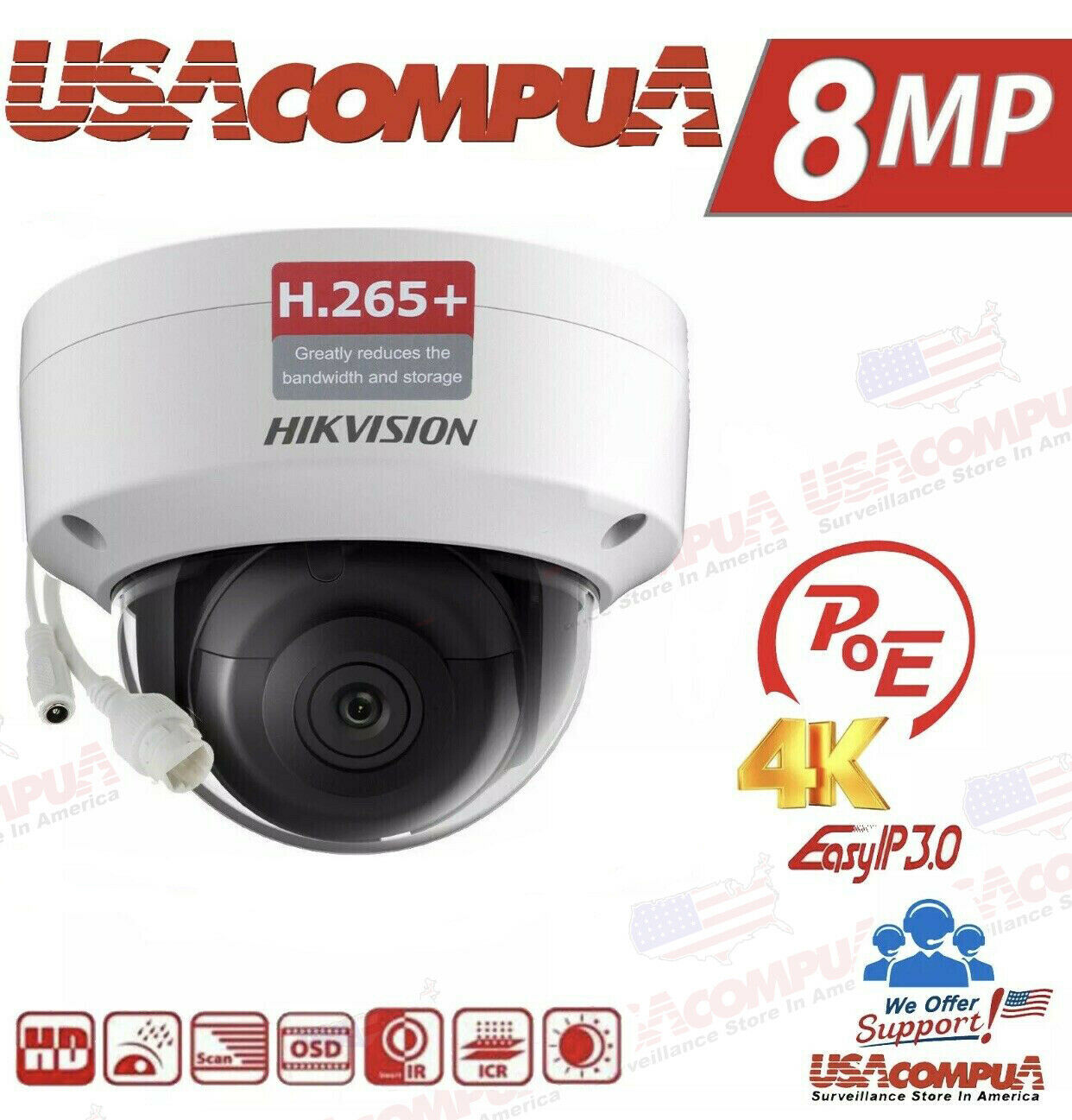 Hikvision 8MP 4K POE IP CAMERA DS-2CD2183G0-I 8MEGAPIXEL H.265 2.8mm