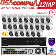 HIKVISION 32CH 12MP SECURITY SYSTEM 24 POE TURRET DARKFIGTER 4K 8 MP HDD OPTION