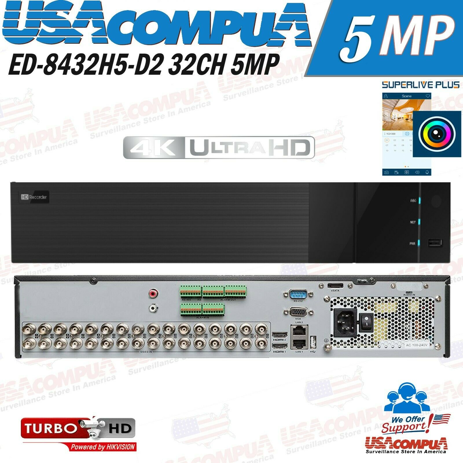 Titanium ED-8432H5-D2 32CH UPTO 5MP Lite TVI/CVI/AHD High Definition DVR / H.265