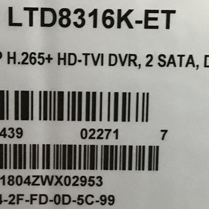 LTS 16CH DVR 1080p LTD8316K-ET 6TB H.265+ 16 Ch HD-TVI Hybrid 3 Year Warranty