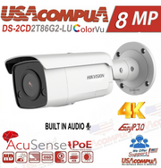 Hikvision 4K 8MP AcuSense+DarkFighter DS-2CD2T86G2-LU IP Camera Mic+Speaker