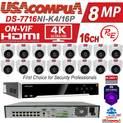 Hikvision NVR KIT 16CH DS-7716NI-K4/16P DS-2CD1343G0-I 4MP MEGAPIXEL