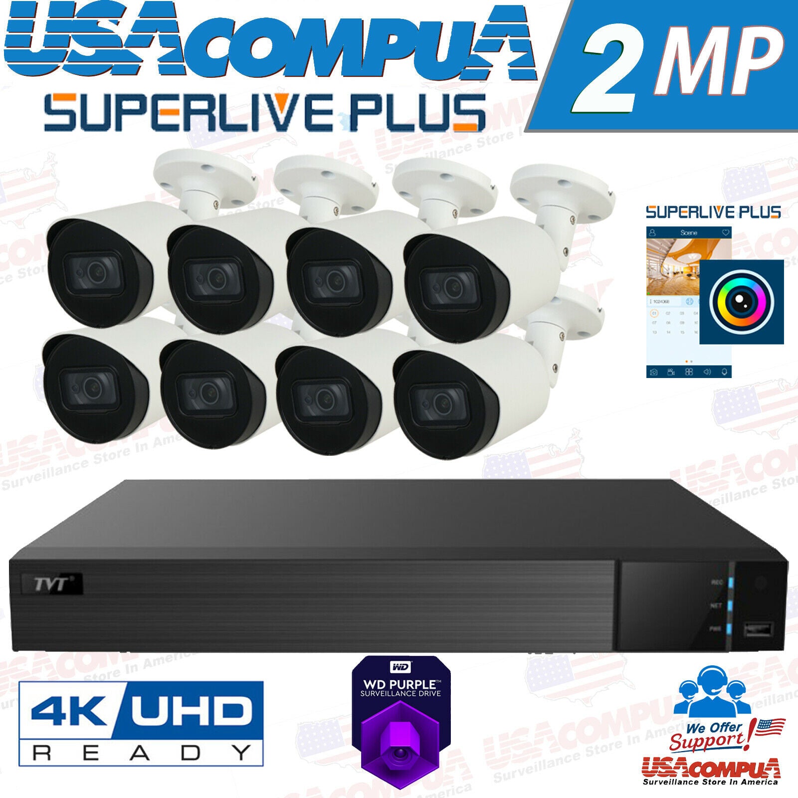 SUPERLIVEPLUSS 8 Channel 1080p Analog DVR Security Cameras System CCTV