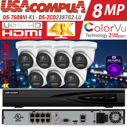 Hikvision 4K 8CH Security Camera System POE CCTV 8 MEGAPIXEL ColorVu W/Audio G2