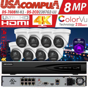 Hikvision 4K 8CH Security Camera System POE CCTV 8 MEGAPIXEL ColorVu W/Audio G2
