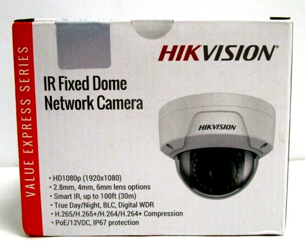 ECI-D14F2 Hikvision 4MP POE IP Network Camera 2.8MM Dome H265+ W/Audio / SD-Card