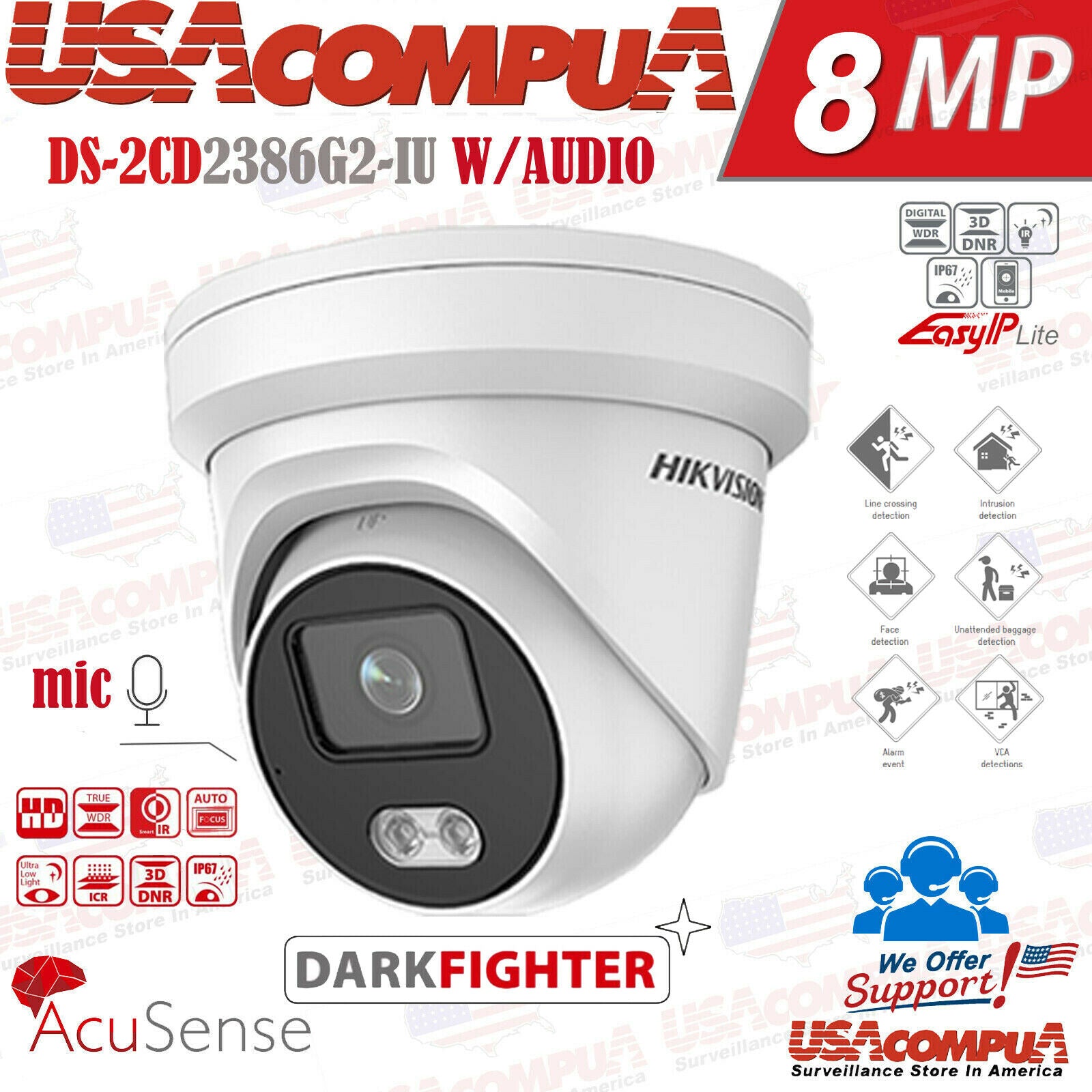 HIKVISION 4K 32CH 8MP security 24 ip Camera Darkfighter Acusense CCTV System