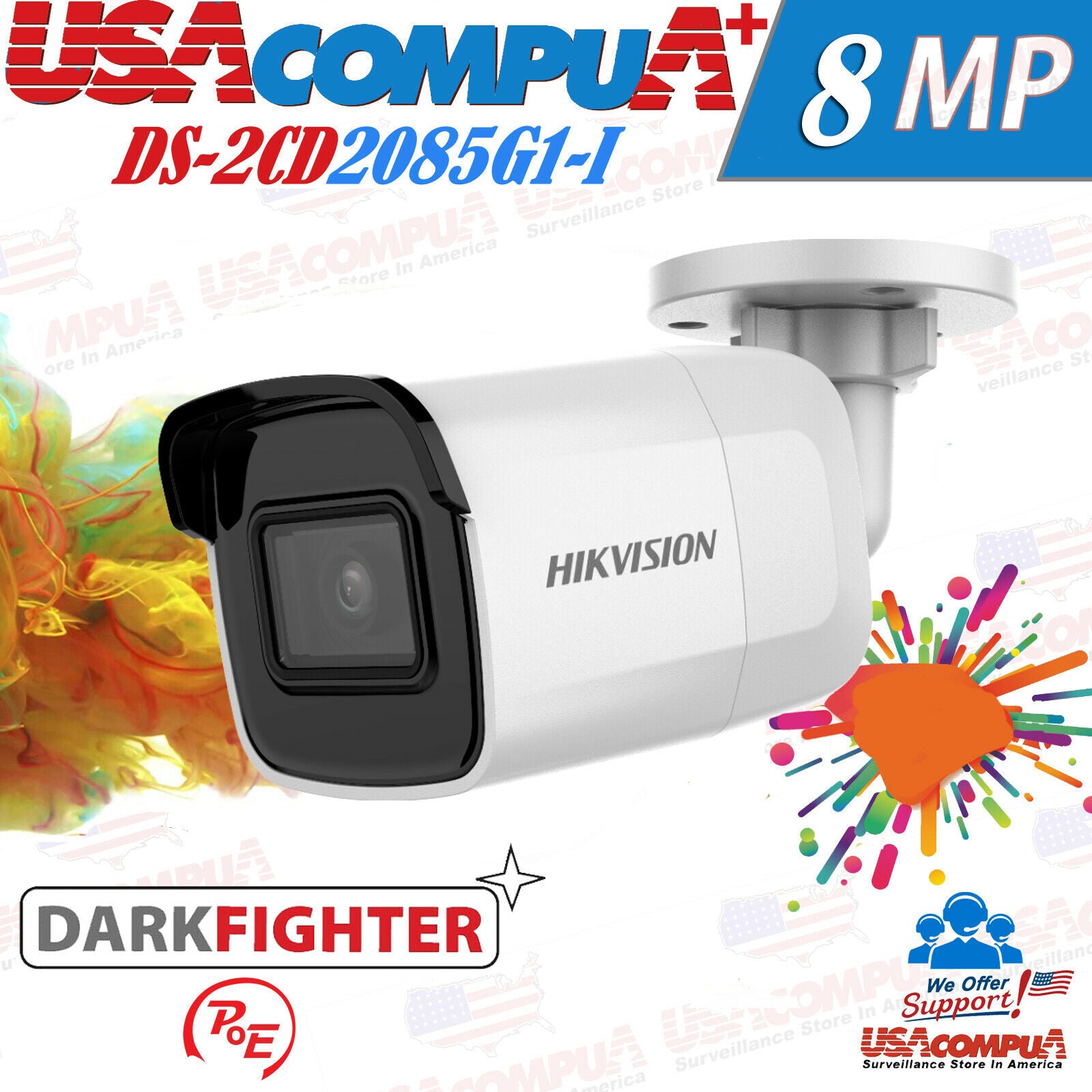 HIKVISION 8MP POE SECURITY SYSTEM KIT BULLET DARKFIGTER H.265+ WD HDD PURPLE