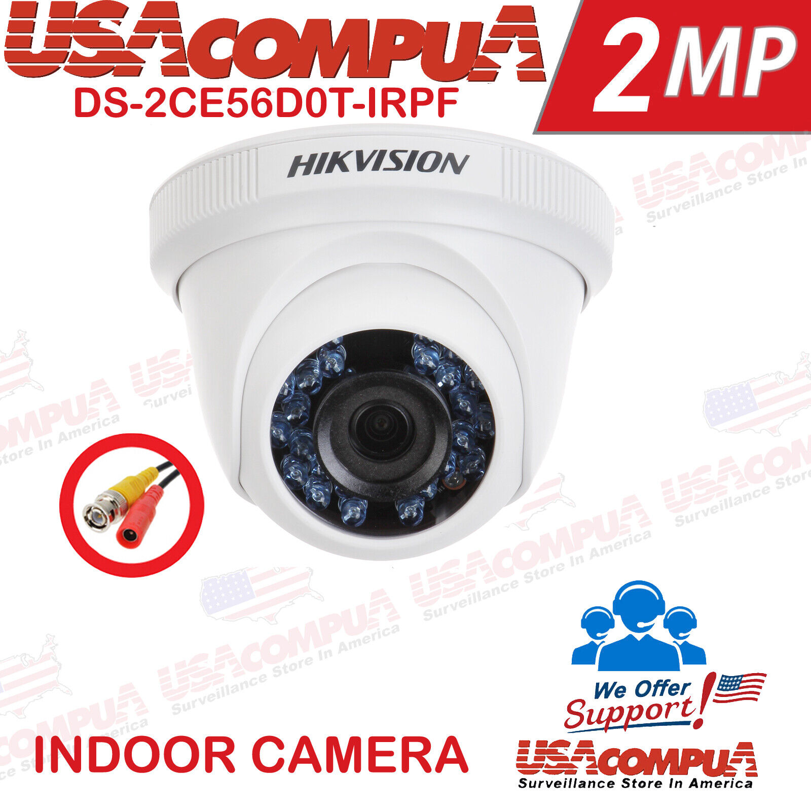 Hikvision 2MP HD DS-2CE56D0T-IRPF HD-Camera 2.8mm Full 1080P IR 20M INDOOR