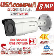 Hikvision 4K 8MP AcuSense+DarkFighter DS-2CD2T86G2-ISU/SL IP Camera Mic+Speaker