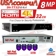 Hikvision 32 Channel 32CH 4K 8MP NVR (NO POE) DS-7732NI-K4 (Hard Drive Optional)