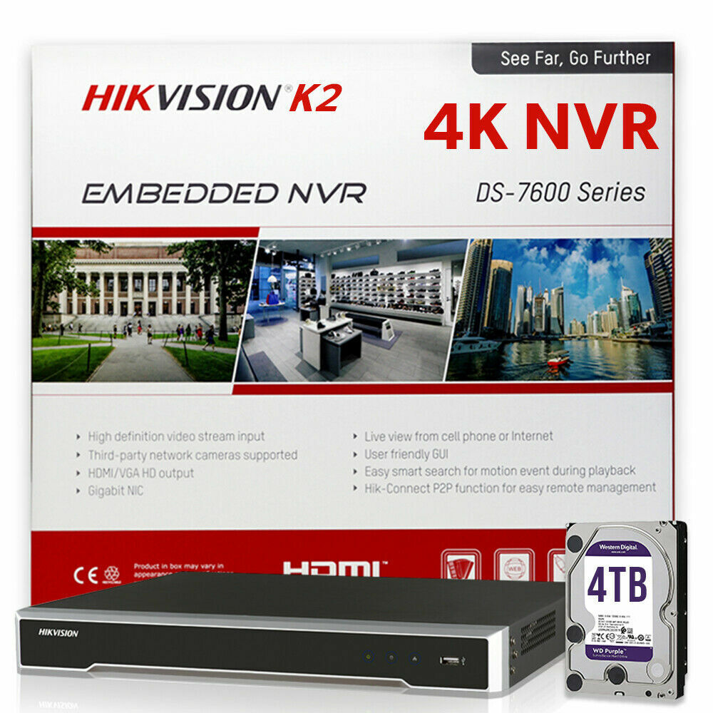 HIKVISION DS-2CD2343G0-I & DS-7616NI-K2/16P 4MP KIT 4K-UHD NVR