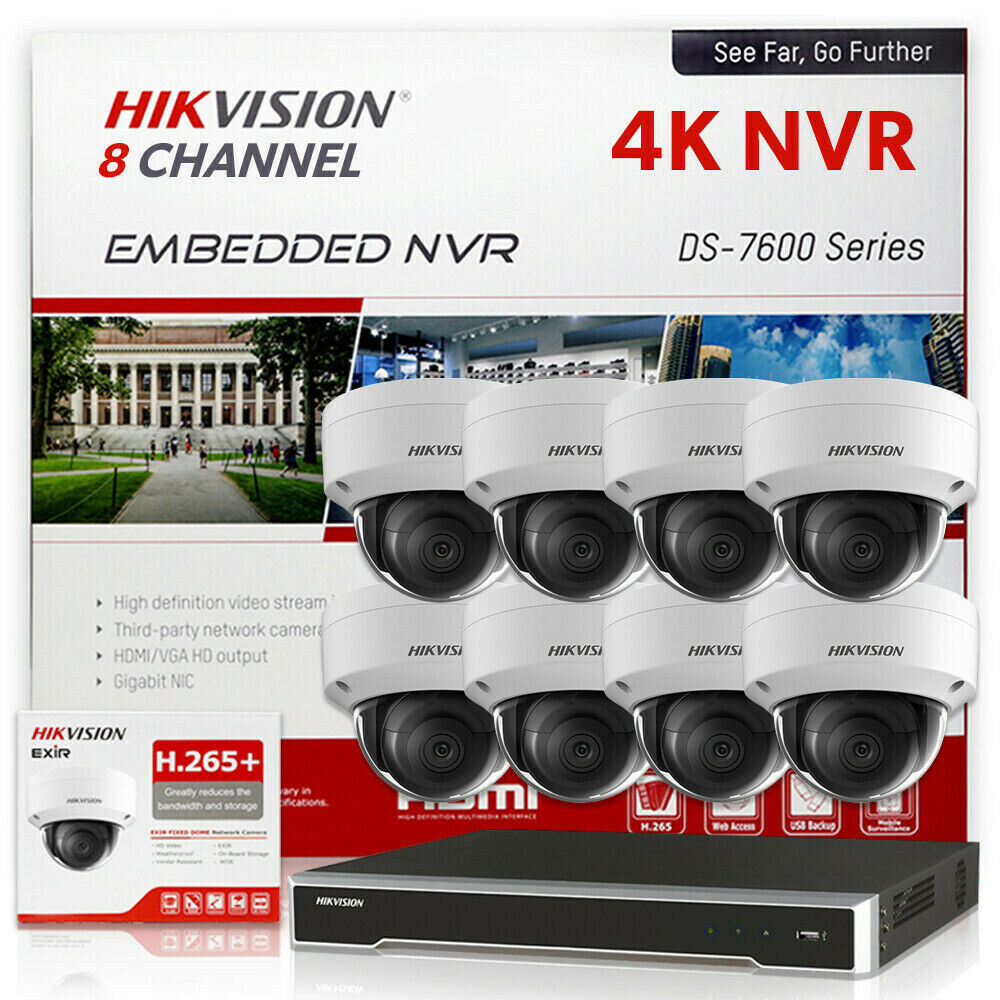 DS-2CD2183G0-I & DS-7616NI-K2 HIKVISION 4K security System Dome 8MP IP Camera
