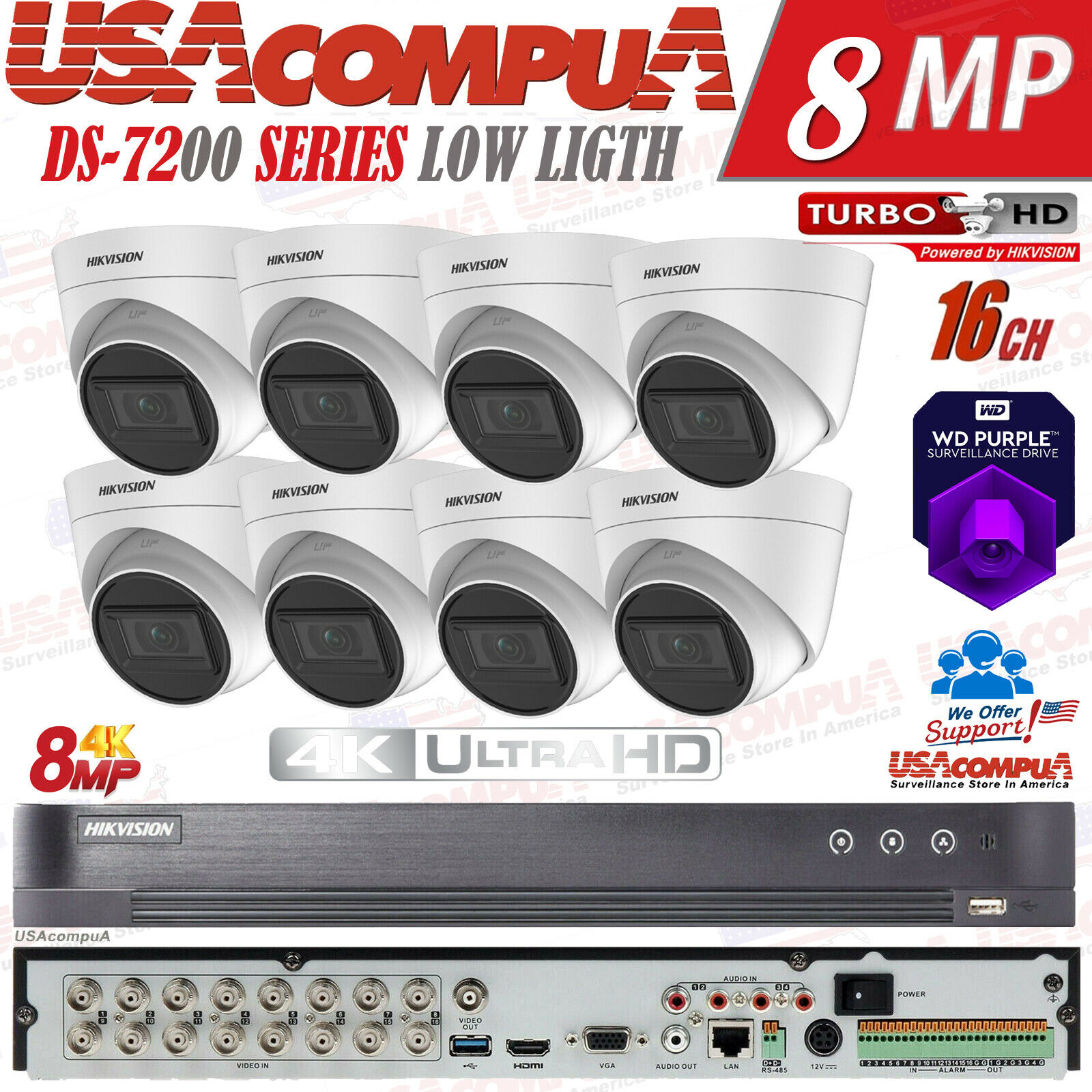 Hikvision 5MP DS-2CE76H0T-IT3F 16CH CCTV Security Camera System 4K Outdoor KIT