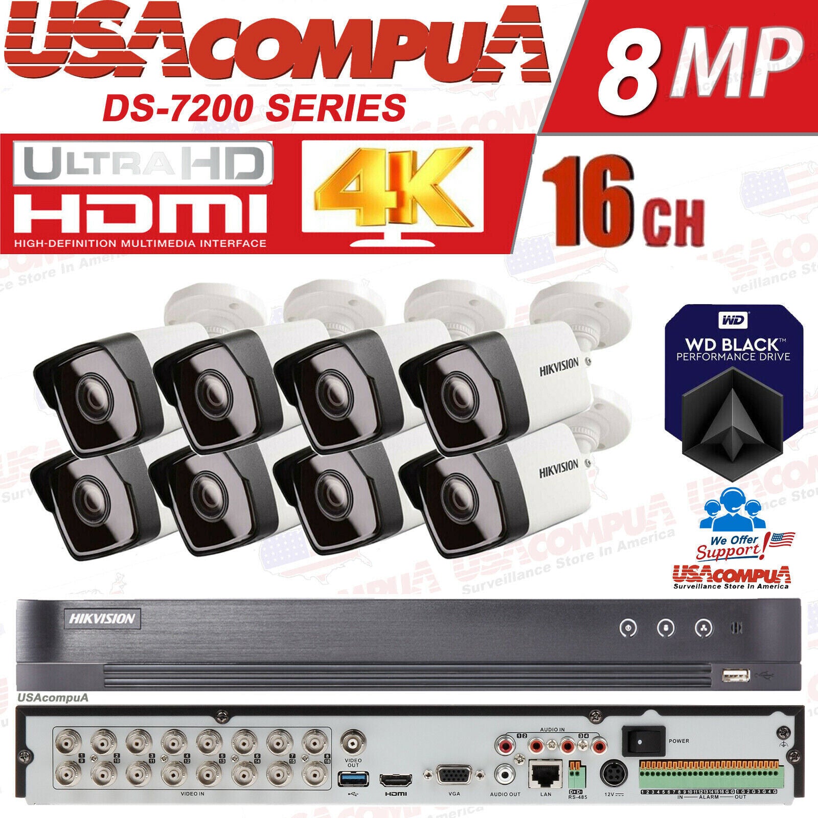 Hikvision 4K CCTV Security System 16 Channel 5MP Cameras KIT 2.8mm HDD OPTIONAL