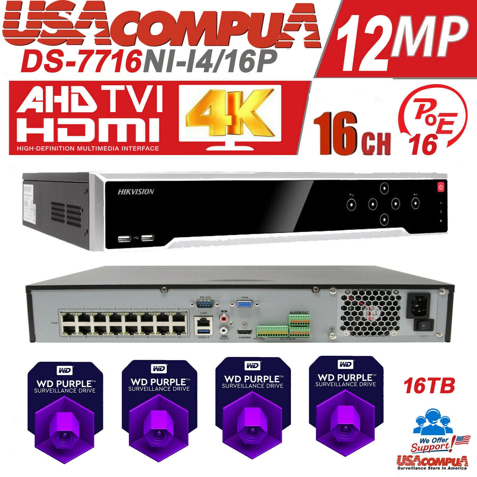 HIKVISION 4K 32CH 8MP security 24 ip Camera Darkfighter Acusense CCTV System