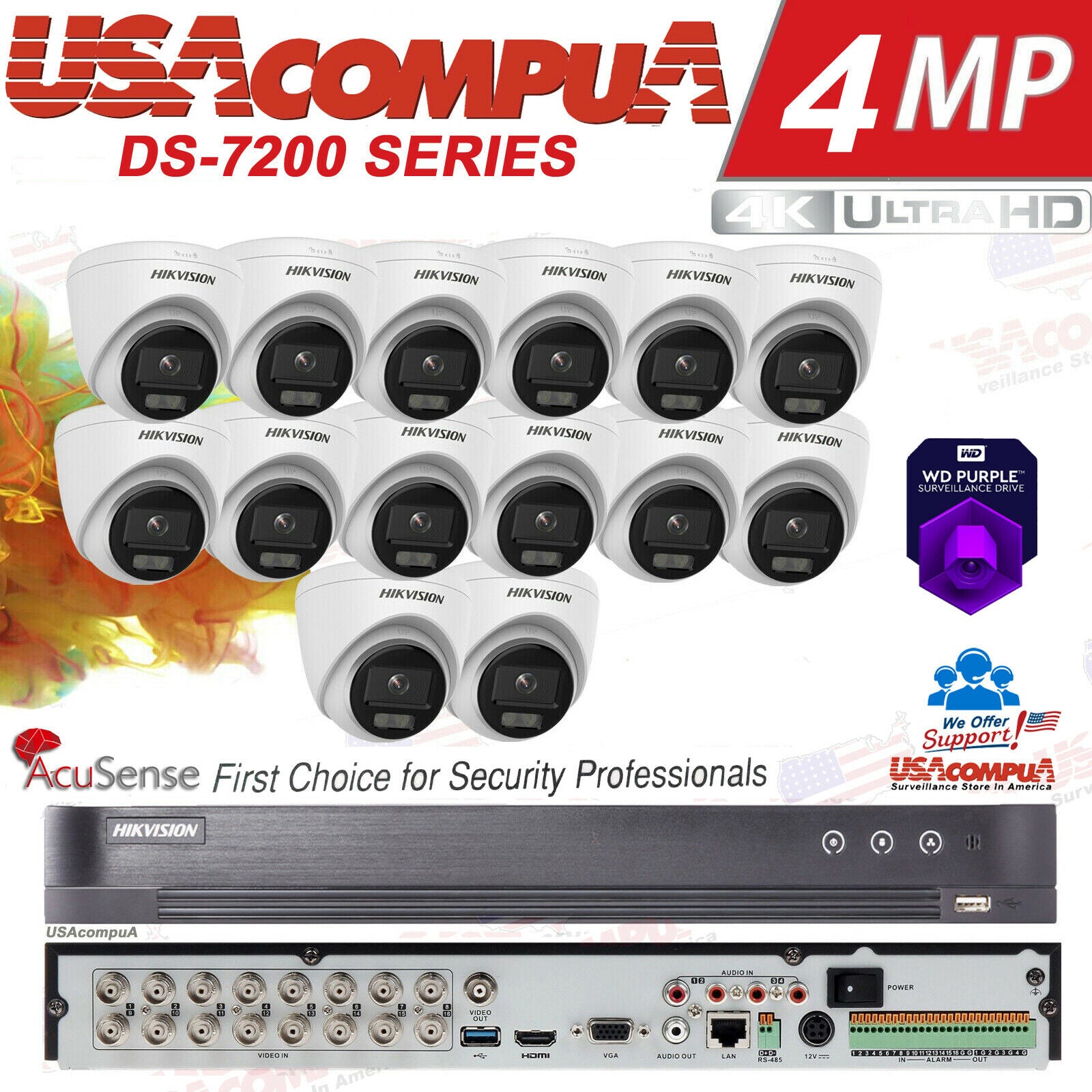 Hikvision Security CCTV System Kit 16CH DVR 2MP Bullet HD Camera Waterproof Lot