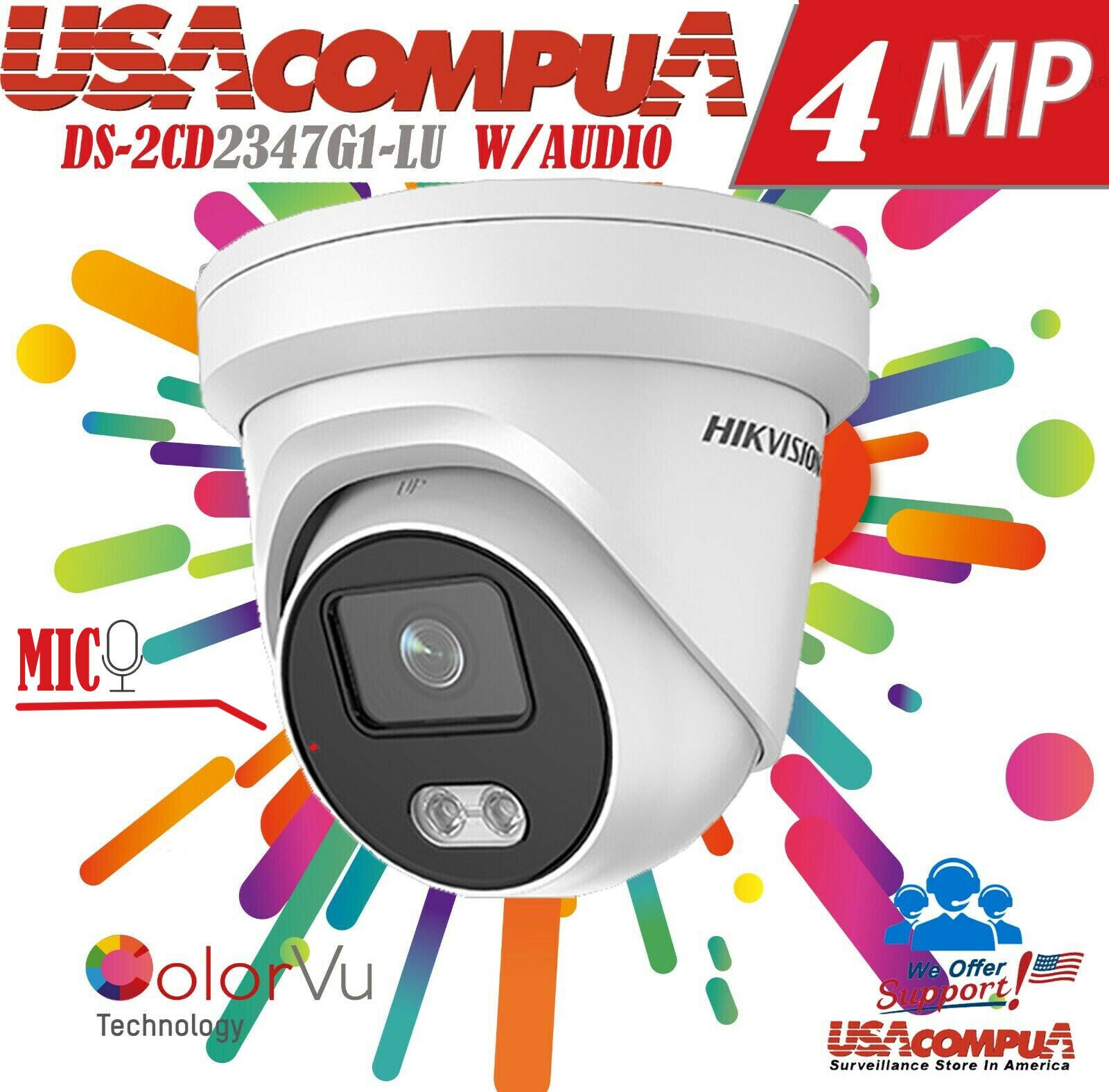 HIKVISION SECURITY SYSTEM 4CH POE / HDD INCLUDE 4 MEGAPIXEL ColorVu H,265+