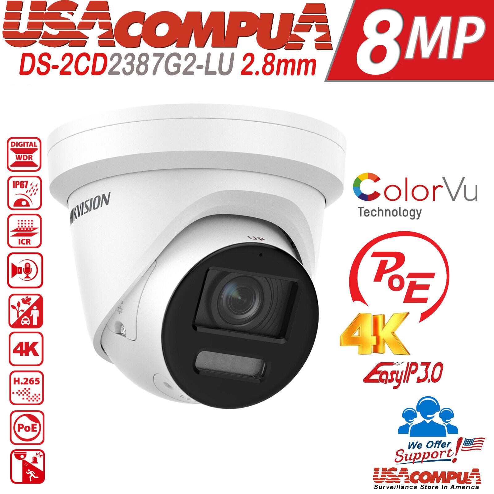 HIKVISION 4K 32CH CCTV Camera System 12MP PRO 4K Turret ColorVu DeepinMind NVR