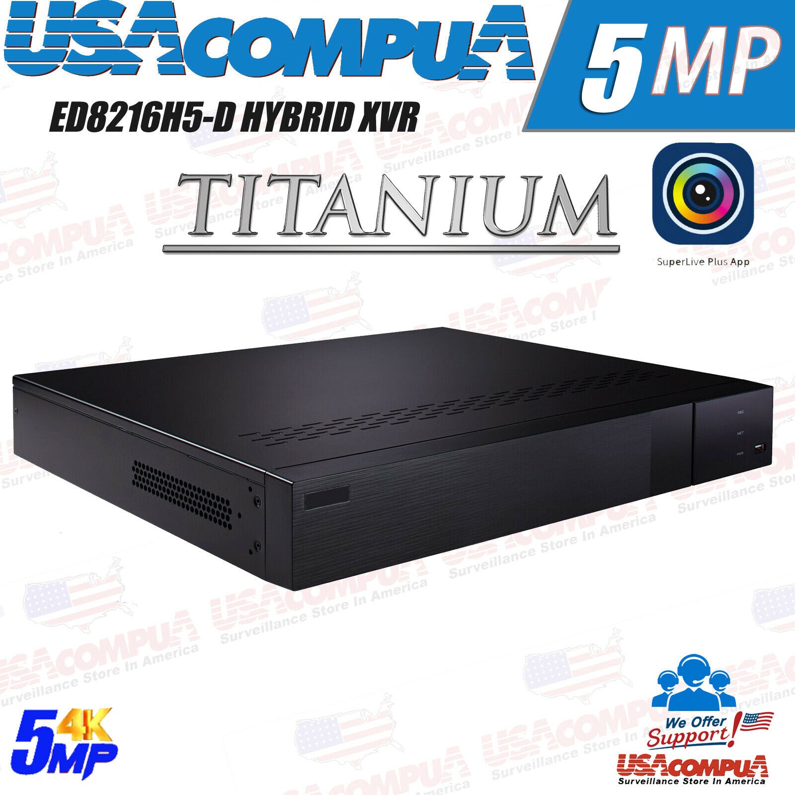 TVT Titanium 16-CH Hybrid DVR ED8216H5-DN2 – 5MP Lite, 2 SATA, Hybrid Analog/ 4ch IP