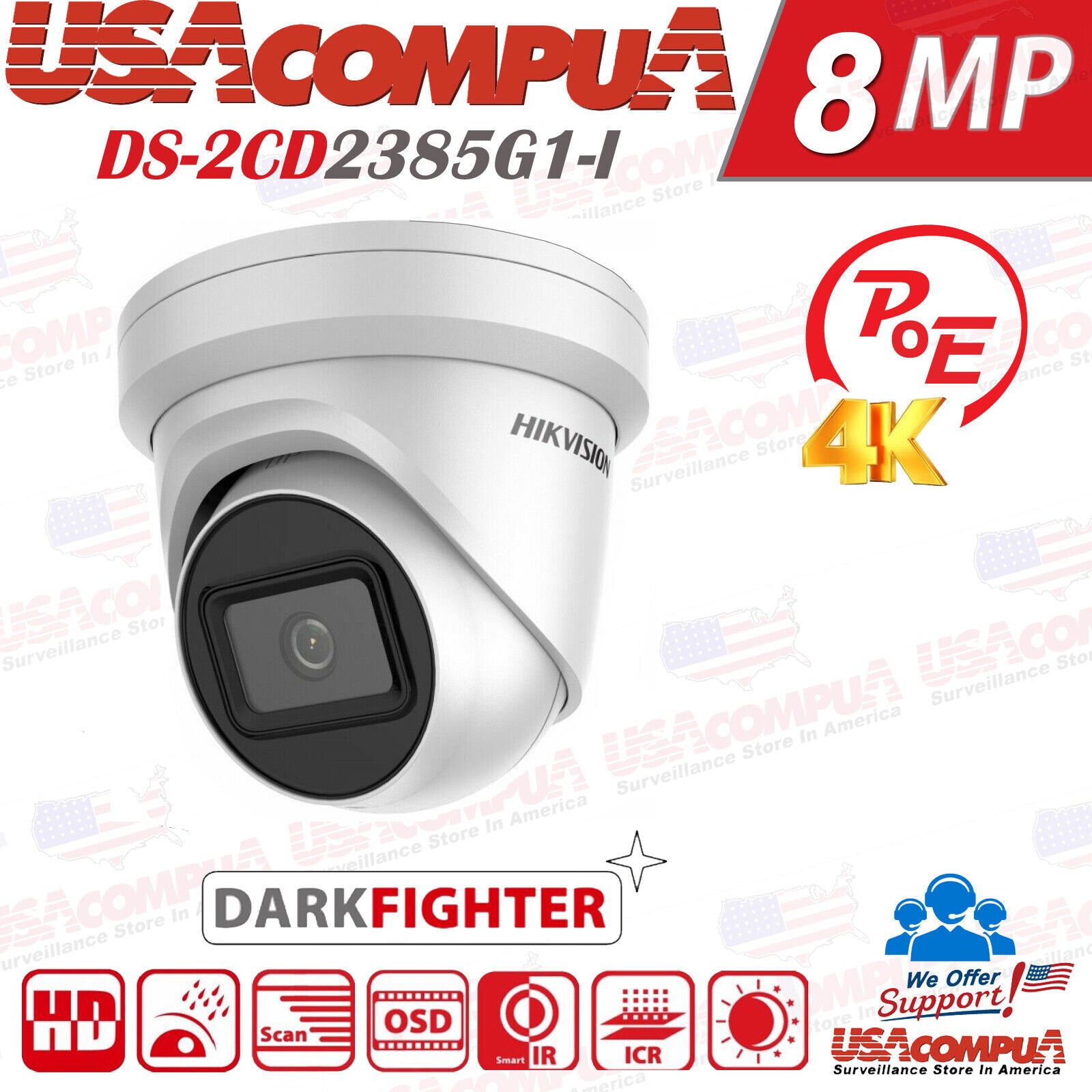 HIKVISION 32CH 12MP SECURITY SYSTEM 24 POE TURRET DARKFIGTER 4K 8 MP HDD OPTION