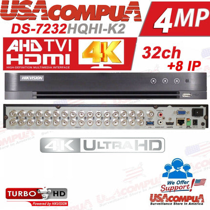Hikvision 32 CH DVR DS-7232HQHI-K2 4MP Series TurboHD Tribrid (OPTIONAL HDD)