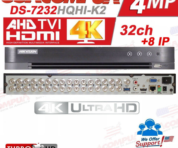 Hikvision 32 CH DVR DS-7232HQHI-K2 4MP Series TurboHD Tribrid