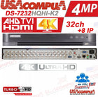 Hikvision 32 CH DVR DS-7232HQHI-K2 4MP Series TurboHD Tribrid (OPTIONAL HDD)