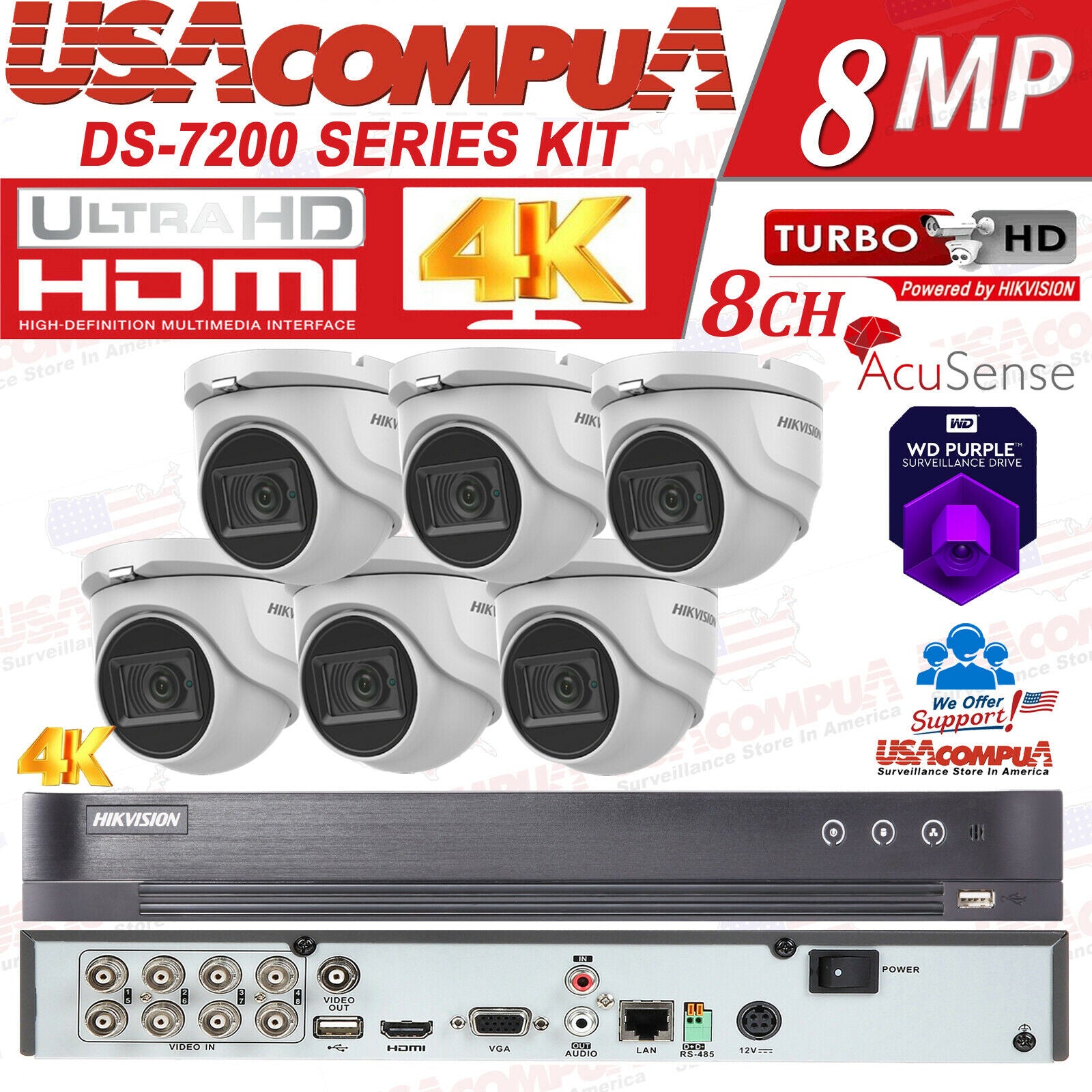 HIKVISION 4K Security Camera System Kit 8CH Turbo 8MP MINI DOME (CUSTOM)