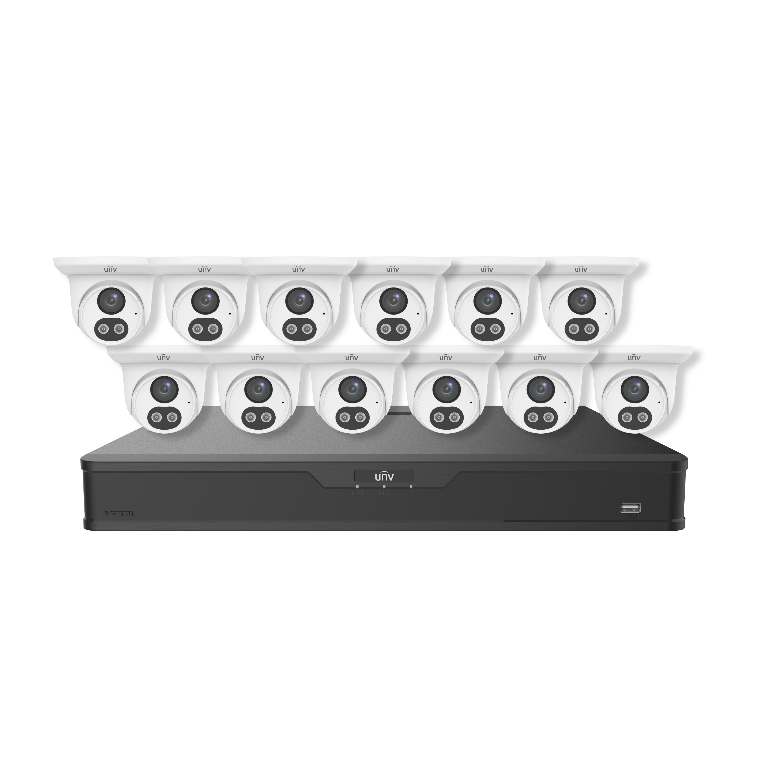 EK-BQ2P16DLT412T4 12 cam 4MP + NVR 16CH UNV Kit Human Smart Detection Smart Dual Light and Smart Search