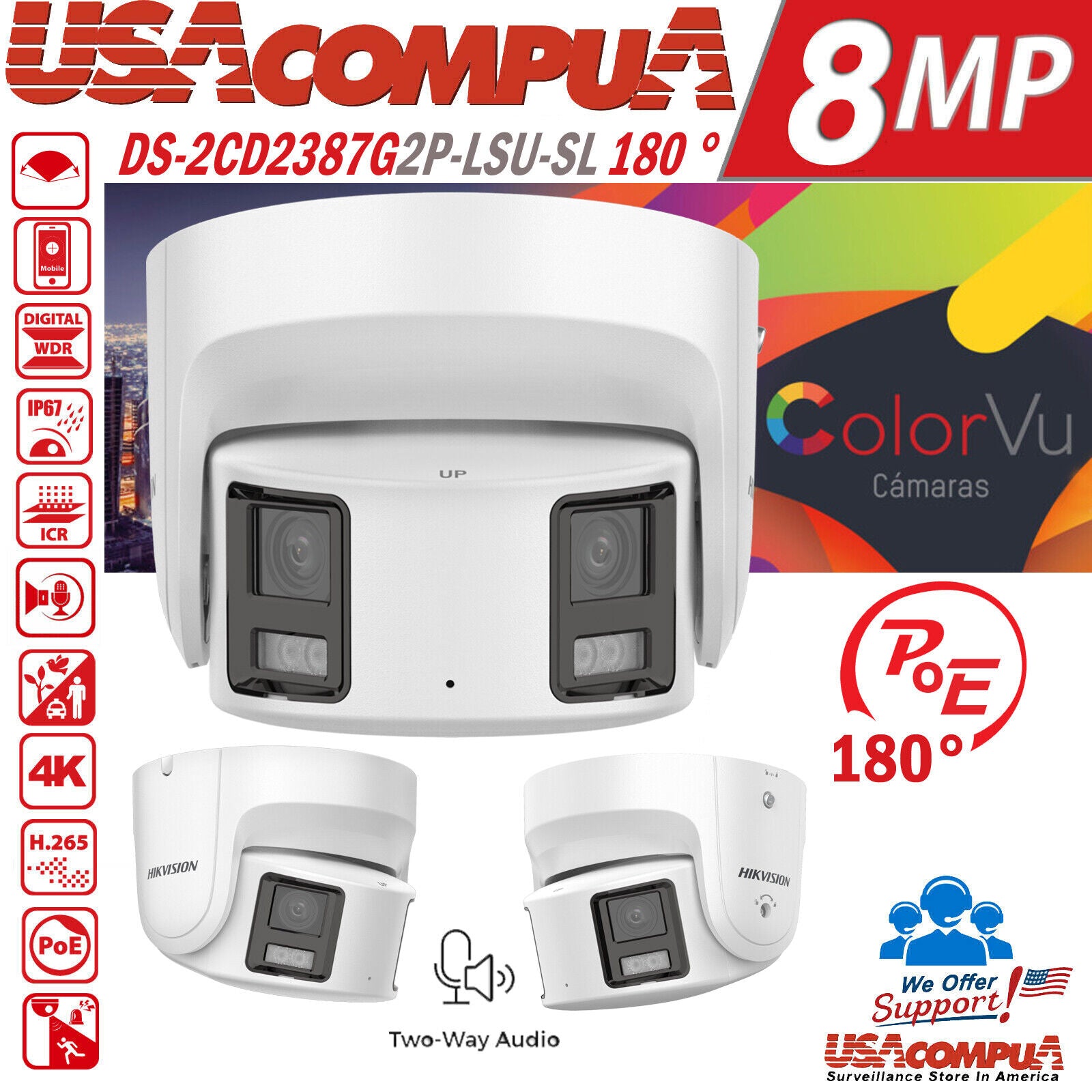 Hikvision 8CH 8K security Camera System ColorVu IP panoramic Two Way Audio Alarm