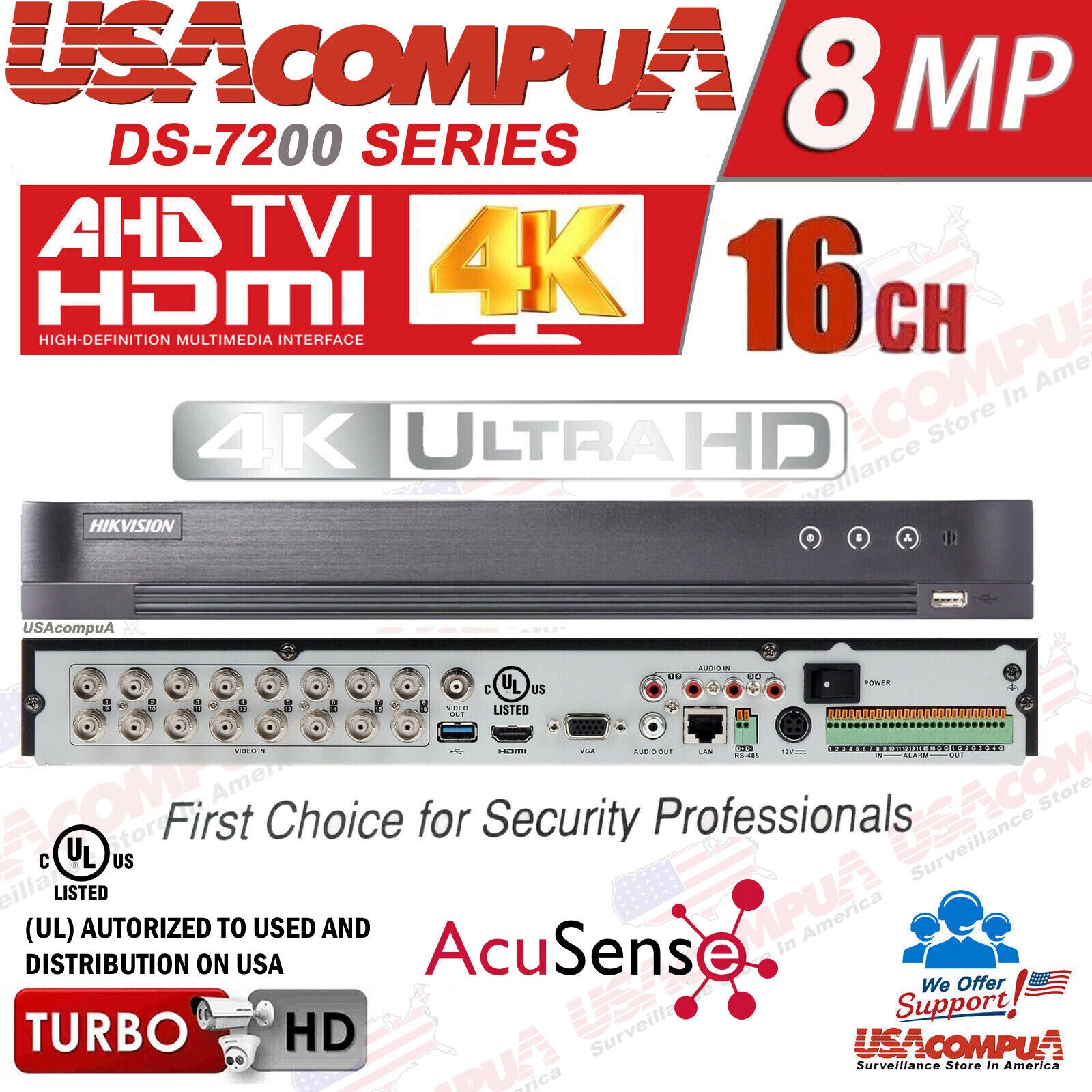 HIKVISION 4K 16CH SECURITY CAMERA SYSTEM COLORVU MINI TURRET 3K 5.3MP