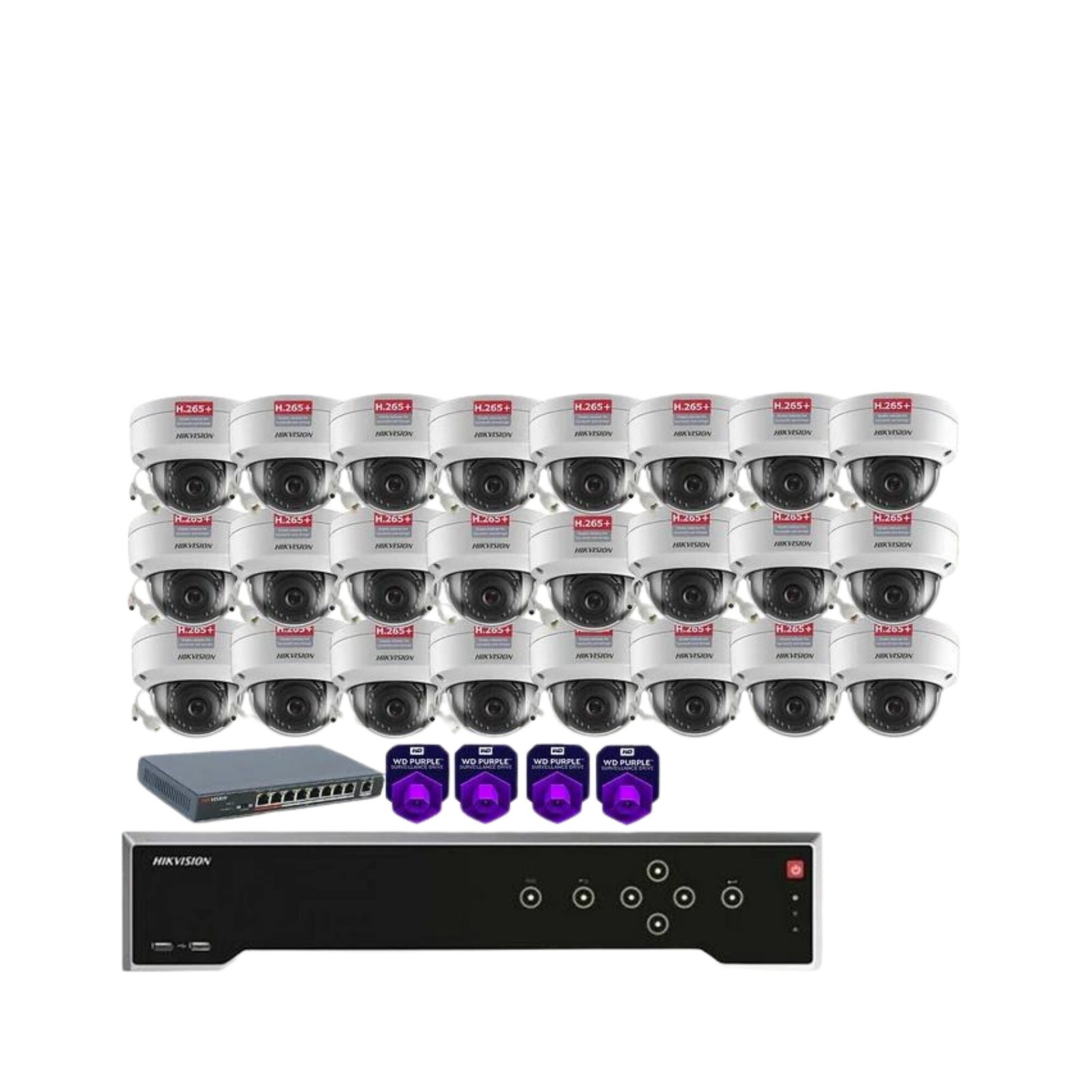 HIKVISION 32CH SECURITY SYSTEM NVR KIT PoE VANDAL PROOF 4 MEGAPIXEL WD PURPLE