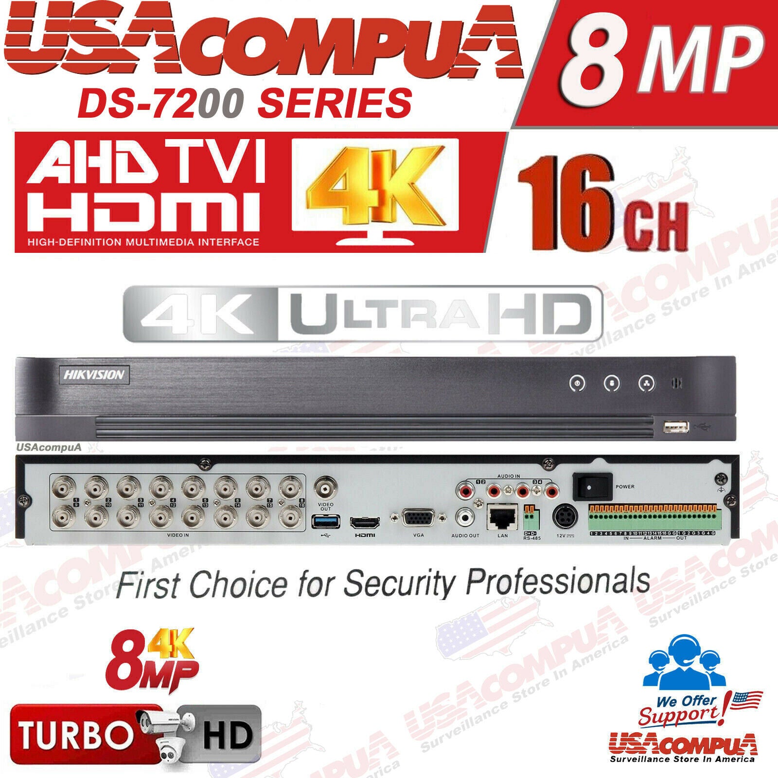 Hikvision 4K 8Megapixel Security System CCTV KIT 16CH DVR 8MP Mini Bullet W/HDD