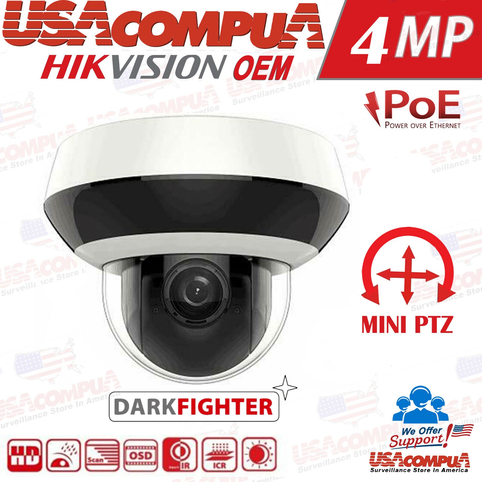 DS-2DE2A404IWE HIKVISION MINI PTZ 4MP POE IP NETWORK CAMERA 4X Zoom WDR