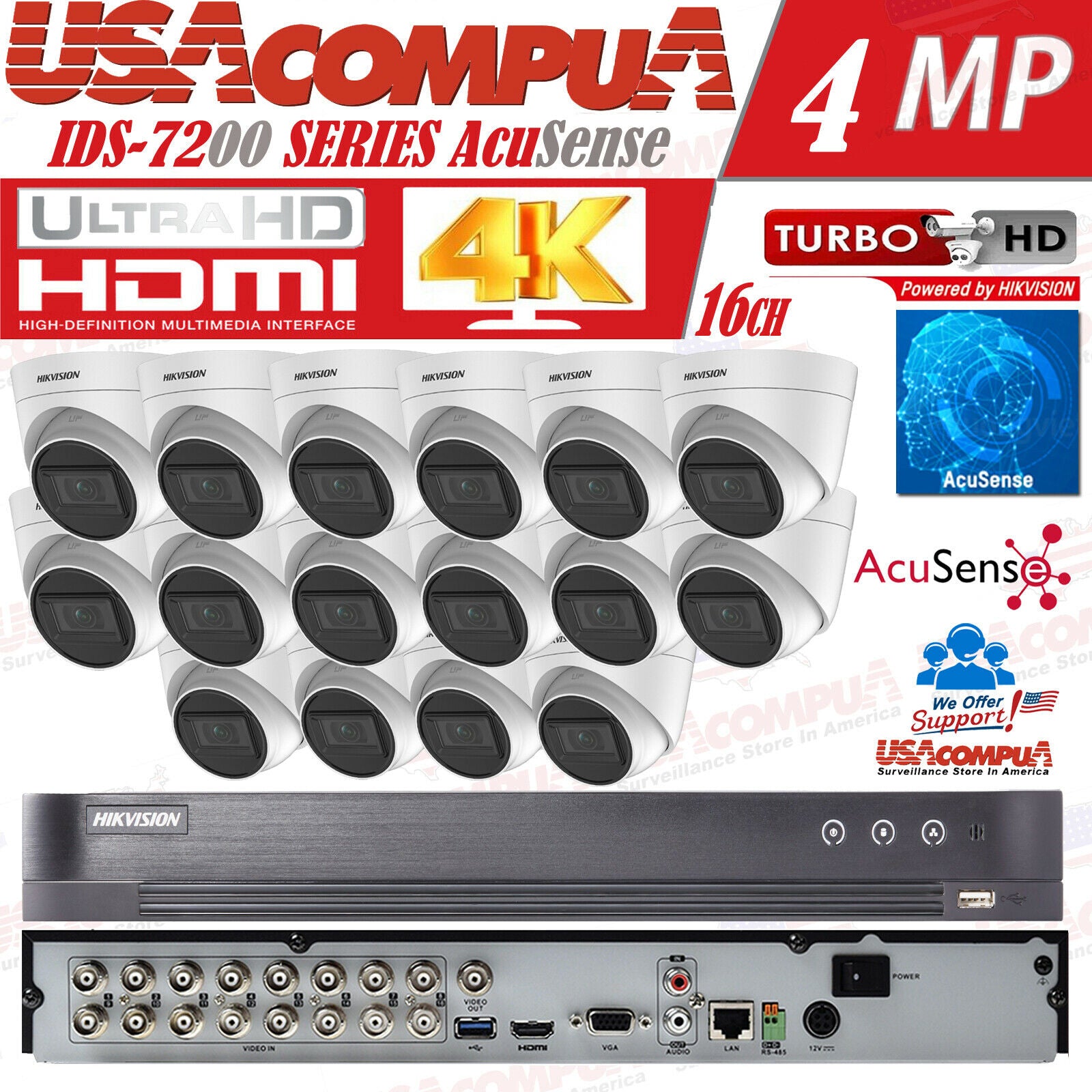 Hikvision AcuSense Security System KIT 4K-UHD Cameras 5MP Outdoor PURPLE HDD