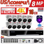 Hikvision KIT 16CH NVR 16 POE /4TB HDD /10 Cameras 4MP IP Security System H.265+